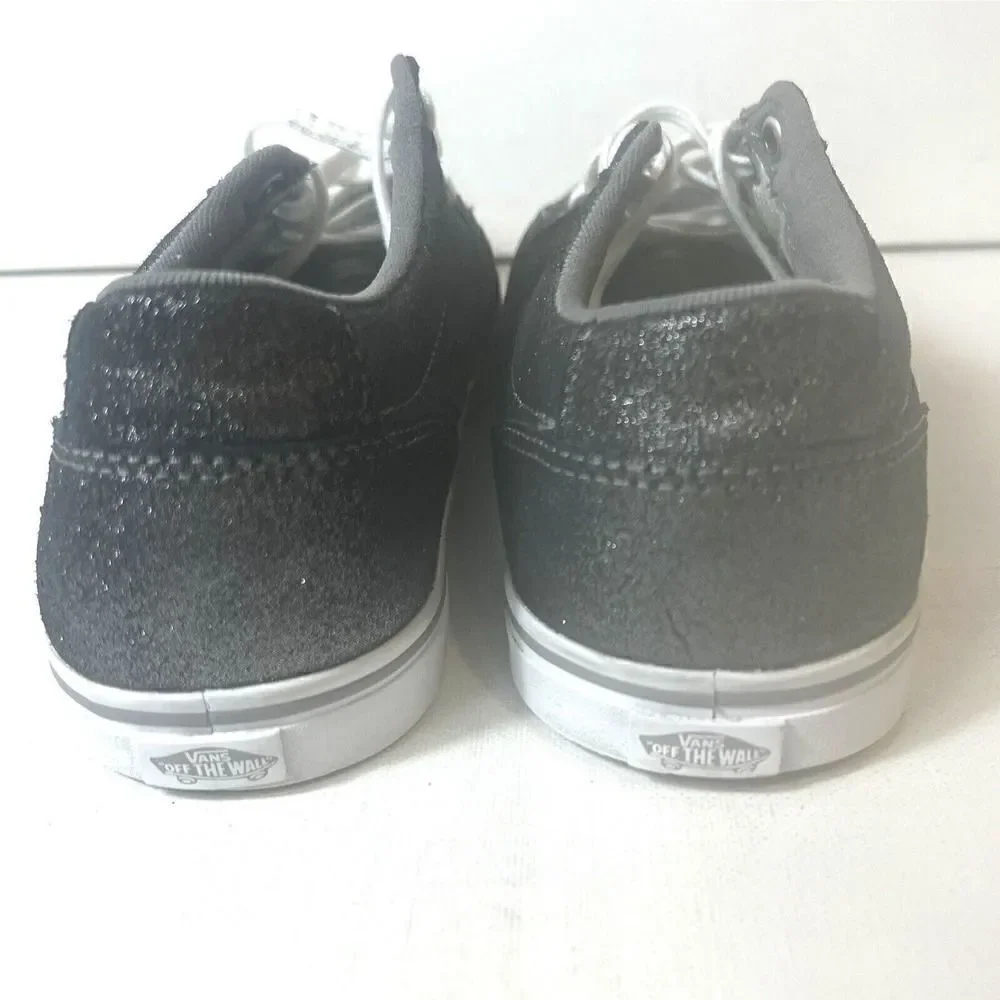 VANS Off The Wall Womens Sz 10 Metallic Gray Low Top Sneaker Shoe Lace Up Casual